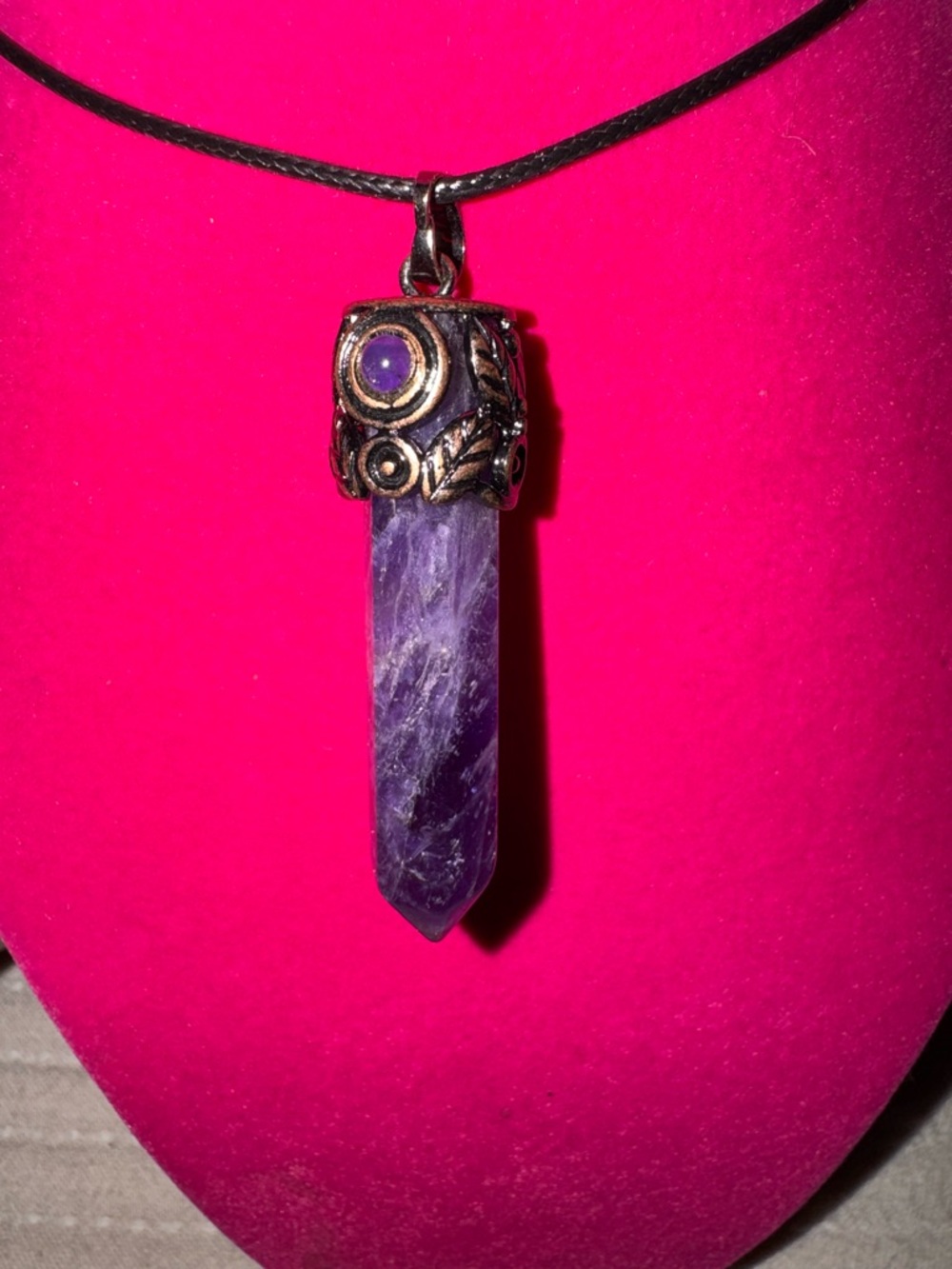 Amethyst Point Pendant Necklace in Purple